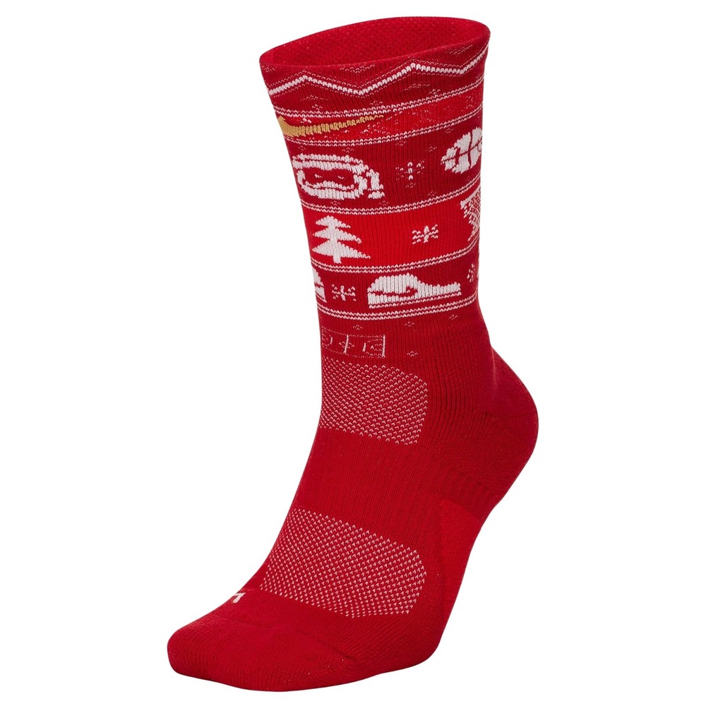 NIKE Elite Basketball Crew Socks L 8-12 Gym Red Christmas Edition SX7866 687
